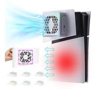 AriKroii Lüfter für PS5 Slim【Seitenwärmeableitung】Kühlgebläse mit 3-Geschwindigkeits/RGB-Lichter/Zusätzlichen 2 USB2.0-Anschlüssen, Zubehör für PS5 Slim Disc/Digital Edition