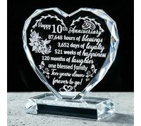 Arikyrist 10th Wedding for Couples Wife Husband Crystal Heart-shaped 10 Years of Marriage Keepsake Tin Wedding Presents for Her Him 10th Wedding Ornament