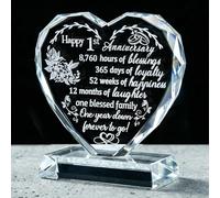Arikyrist 1st Wedding for Couples Wife Husband Crystal Heart-shaped 1 Year of Marriage Keepsake 1 Year Wedding Presents for Her Him 1st Wedding Ornament