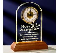Arikyrist 20th Anniversary Wedding Gifts for Couple Wife, 20 Years of Marriage Desk Quartz Glass Keepsake with LED Light Base Happy 20th Anniversary Presents