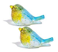 Arikyrist 2Pcs Crystal Blue and Yellow Birds Figurine Glass Animal Collectible Gifts for Women Double Birds Paperweight Table Centrepiece Ornament Presents for Valentines Christmas