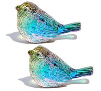 Arikyrist 2Pcs Crystal Colourful Birds Figurine Glass Animal Collectible Gifts for Women Double Birds Paperweight Table Centrepiece Ornament Presents for Valentines, Wedding Anniversary Christmas