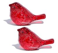 Arikyrist 2Pcs Crystal Red Birds Figurine Glass Animal Collectible Gifts for Women Double Birds Paperweight Table Centrepiece Ornament Presents for Valentines, Wedding Anniversary Christmas