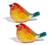 Arikyrist 2Pcs Crystal Yellow and Brown Birds Figurine Glass Animal Collectible Gifts for Women Double Birds Paperweight Table Centrepiece Ornament Presents for Valentines Christmas