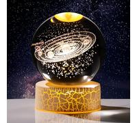 Arikyrist 3.15" Crystal 3D Solar System Ball Warm Night Light - Planets Space Universe Model Astronomy Gifts for Men Birthday Home Ornaments Paperweight