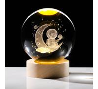 Arikyrist 3D Astronaut Moon Crystal Ball Lamp, Astronaut Statue Decor for Home Office, Spaceman Figurines with Base, Glass Spaceman Gifts for Astronomy Space Lovers