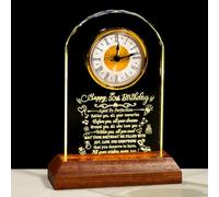 Arikyrist 50th Birthday Clock Gifts for Women Men 50 Year Old Keepsake | Glass 50th Birthday Presents, Wooden LED Light Base, for Him Her Mom Dad Friends, Gifts for Turning 50 Year Old, Home Decor