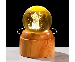 Arikyrist 6cm Crystal 3D Cat Ball with Rotatable Base Gifts for Cats Lovers