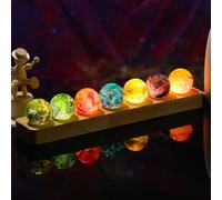 Arikyrist 7 PCs 40mm Colorful Crystal Glass Chakra Balls Set - Decorative Natural Spheres with LED Wooden Base Night Light Decor for Home Wedding, Party Positive Energy Gifts