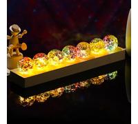 Arikyrist 7 PCs Multicolor Cracked Crystal Balls with LED Wooden Base Colorful Healing Meditation Night Light Home Decor