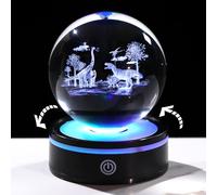Arikyrist 8cm/3.15in. Crystal 3D Dinosaur Ball Gifts for Men, Collectible Globe Dinosaurs Figurine Presents for Dinosaur Lovers with Rotatable Light Base on Birthday Home Ornaments