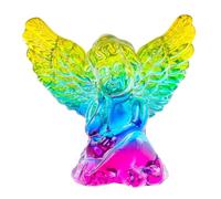 Arikyrist Colorful Glass Angel Figurine Gifts for Women Collectible Crystal Guardian Angel with Wings Memorial Sculpture Ornaments Indoor Office Home Decor