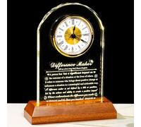 Arikyrist Difference Maker Gifts for Teacher Boss Mentor Coach Crystal Clock with Wooden Base Thank You Retirement Appreciation Motivational Gifts for Coworker Employee Leader Office Desk Decor