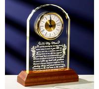 Arikyrist Gifts for Mum Crystal Clock Birthday from Daughter Son with Wooden Warm Light Base - Unique for Mum Who Has Everything, Home Ornament Desk Clock