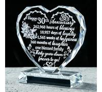 Arikyrist Happy 30th Wedding for Couples Wife Husband Crystal Heart-shaped 30 Years of Marriage Keepsake Pearl Wedding Presents for Her Him 30th Wedding Ornament