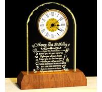 Arikyrist Happy 65th Birthday Crystal Clock Gifts for Women Men 65 Years Old Birthday Present for Parents 65th Quartz Clock Birthday Gifts with Wooden LED Light Base for Her Him