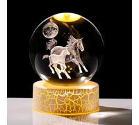 Arikyrist Horse Gifts for Girls Women, 8cm/ 3.15" K9 Crystal Ball Engraved 3D Horses Figurine with LED Warm Light Stand, Collectible Horse Decorative Home Office Ornaments