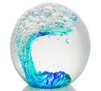 Arikyrist Light Blue Crystal Ocean Wave Figurines Ball Paperweight Ornament