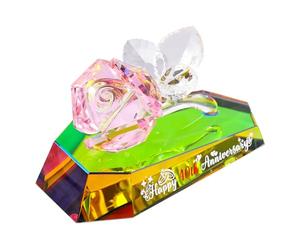 Arikyrist Multicolor Crystal Rose Figurines 40th Wedding Anniversary Romantic Gifts for Couples Parents Happy 40 Years Ruby Wedding Anniversary Flower Presents Ornaments for Home