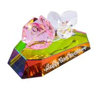 Arikyrist Multicolor Crystal Rose Figurines 60th Birthday Gifts for Women, Glass 60 Years Old Birthday Presents Ideas for Mum Grandma Decorative Glass Flower Ornaments for Home Living Room Party