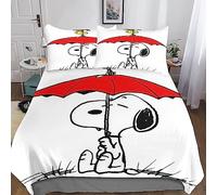 ARINAL Snoopy 3 Pieces Duvet Cover Set 3D Printed Bedding Comics Quilt Duvet Cover with Zipper Closure for, Ultra Soft Microfiber Bedding Double（200x200cm）
