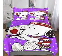 ARINAL Snoopy Duvet Cover Set 3D Printed Comics Quilt Cover Microfiber Bedding Set Ultra Soft Hypoallergenic Comforter Cover with Zipper Closure for Teen Adult King（220x240cm）