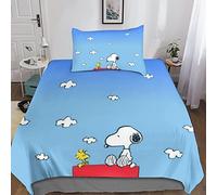ARINAL Snoopy Quilt Cover Set 3D Printed Bedding Comics Duvet Cover Set with Zipper Closure for Kids Boys Teen Soft Microfiber 3 Piece Set Single（135x200cm）