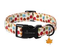 ARING PET Autumn Dog Collar, Cute Autumn Maple Leaf Dog Collar with Quick Release Plastic Buckle, Comfortable Cotton Collar for Boys and Girls Dogs
