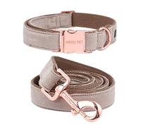 ARING PET Brown Dog Collar and Lead, Velvet Collar and Leash Set, Comfortable Collar and Lead with Adjustable Metal Buckle for Boys&Girls Dogs, X-Large
