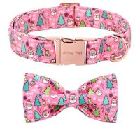ARING PET Christmas Bow Tie Dog Collar, Pink Dog Collar with Bow, Cute Santa Claus Bow Tie Collars with Metal Buckle for Boys & Girls Dogs