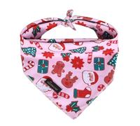 ARING PET Christmas Dog Bandanas, Pink Santa Claus Reindeer Gingerbread Man Christmas Tree Holiday Pet Bandana Scarf Triangle Bibs for Puppy Small Medium Large Boy Girl Dogs Cats-L