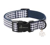 ARING PET Dog Collar, Checked Dog Collar with Quick Release Plastic Buckle, Comfortable Cotton Collar for Boys and Girls Dogs