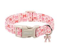 ARING PET Dog Collar, Cute Dog Collar with Bow Pattern, Pink Pet Collars with Quick Release Plastic Buckle for Boys and Girls Dogs