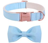 ARING PET Dog Collar, Fancy Blue Bowtie Dog Collars, Adjustable Wedding Dog Collar Bow with Metal Buckle for Small Medium Large Boy and Girl Dogs