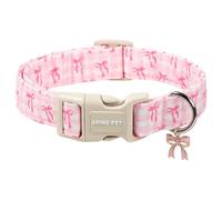 ARING PET Dog Collar, Pink Bow Pattern Dog Collar, Comfortable Cute Pet Collars with Quick Release Plastic Buckle for Boys&Girls Dogs, Small