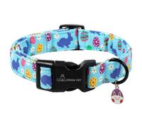ARING PET Easter Dog Collar, Blue Rabbit Dog Collar, Easter Egg Collar with Quick Release Plastic Buckle for Boys and Girls Dogs