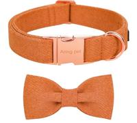ARING PET Fall Dog Collar, Cotton Orange Dog Collar with Bow, Nice Bowtie Dog Collars Gifts with Metal Buckle for Small Medium Large Boy and Girl Dogs