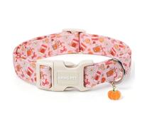 ARING PET Halloween Dog Collar, Autumn Orange Checked Dog Collar with Quick Release Plastic Buckle, Comfortable Cotton Collar for Boys and Girls Dogs