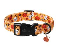 ARING PET Halloween Dog Collar, Cute Pumpkin Dog Collar with Quick Release Plastic Buckle, Comfortable Orange Cotton Collar for Boys and Girls Dogs
