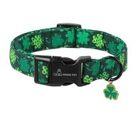 ARING PET St Patrick's Day Dog Collar, Green Shamrock Dog Collar, Comfortable Clover Pet Collars with Quick Release Plastic Buckle for Boys&Girls Dogs, Medium