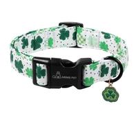 ARING PET St Patrick's Day Dog Collar, Green Shamrock Dog Collar, Cute Clover Pet Collars with Quick Release Plastic Buckle for Boys&Girls Dogs, Large
