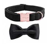 ARING PET Velvet Dog Collar-Black Velvet Bowtie Dog Collars, Soft&Comfortable Adjustable Velvet Collars Gifts with Bow for Small Medium Large and Girl Boy Dogs