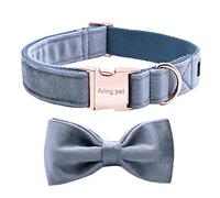 ARING PET Velvet Dog Collar-Cute Blue Bowtie Dog Collars, Soft&Comfortable Adjustable Velvet Collars Gifts with Bow for Small Medium Large and Girl Boy Dogs