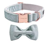 ARING PET Velvet Dog Collar-Cute Green Bowtie Dog Collars, Soft&Comfortable Adjustable Velvet Collars Gifts with Bow for Small Medium Large and Girl Boy Dogs