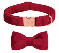 ARING PET Velvet Dog Collar-Red Dog Collars with Bow, Soft&Comfortable Adjustable Christmas Velvet Bowtie Dog Collars Gifts for Small Medium Large and Girl Boy Dogs