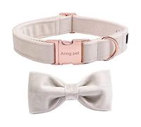 ARING PET Velvet Dog Collar-White Bowtie Dog Collars, Soft&Comfortable Wedding Velvet Collar with Bow for Small Medium Large and Girl Boy Dogs