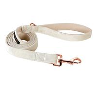 ARING PET Velvet Dog Leash & Collar Set, Handmade Strong White Velvet Wedding Leash for Small to Large Dogs