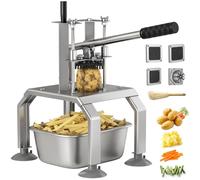 ARINOO Commercial French Fry Cutter and Vegetable Dicer with 4 Stainless Steel Blades, Includes 3/8", 1/2", 1/4", and 8-Wedge Blades, Heavy Duty Potato Slicer for Home and Restaurant Use