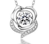 Arinza Moissanite Silver Necklace for Women, Dancing Floating Diamond, 1ct Moissanite Necklace, Love Gifts for Her, Anniversary, Birthday, Mother's Day Gifts, Wife, Girlfriend, 18"+"2, Sterling Silver