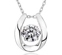 ARINZA Silver Necklace for Women, Dancing Diamond Cubic Zirconia, Horseshoe Pendant with 18+2 Inch Chain, Anniversary Birthday Valentines Gifts for Her, Women, Wife, Mom, Girlfriend, Lady, Sterling
